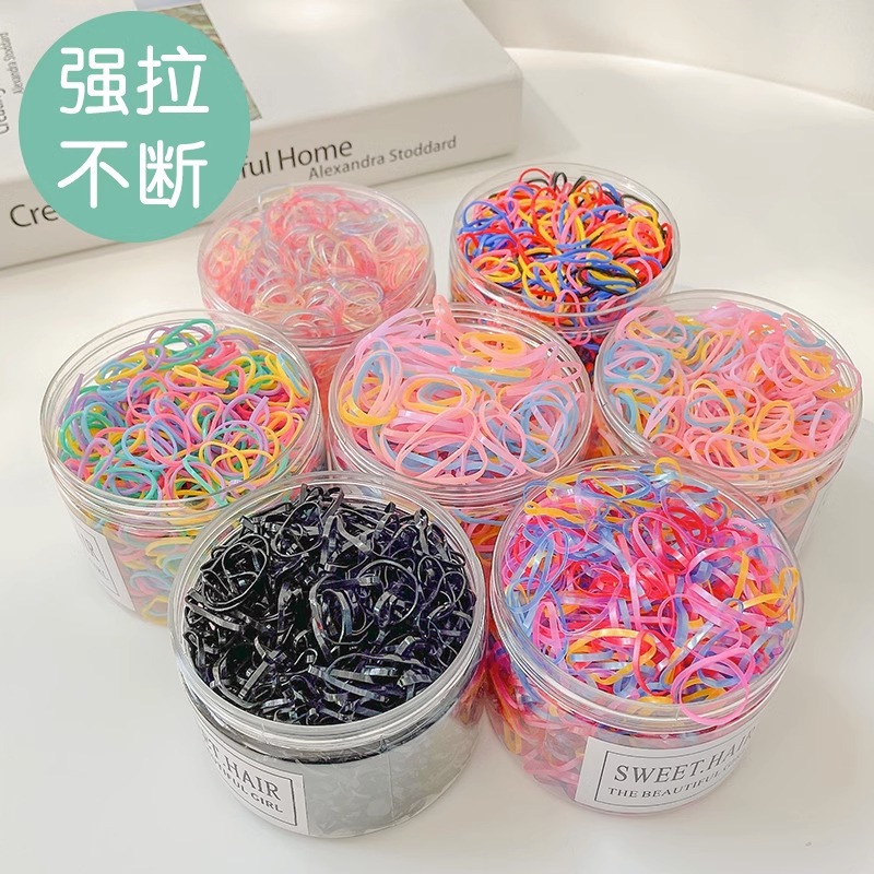 Banda de goma desechable para el cabello no lastimado Anillo de goma para trenza de niña Banda de goma Color Valor de alta cuerda elástica para el cabello Tocado