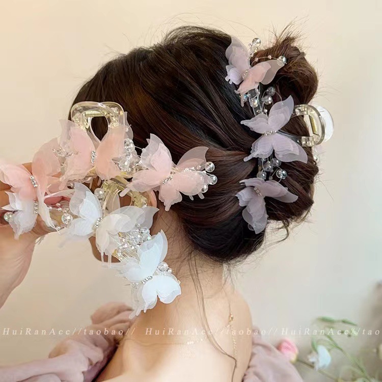54g Weight Hair Claws Hair Accessories Type 1 Piece Quantity Date, Tea Party Occasion Plastic, Resin, Mixed materials Material Butterfly Pattern All Seasons Season Women's Gender Lady, Sweet Style Lady Sweet Women's Butterfly Plastic Resin Mixed Materials Hair Claws 无