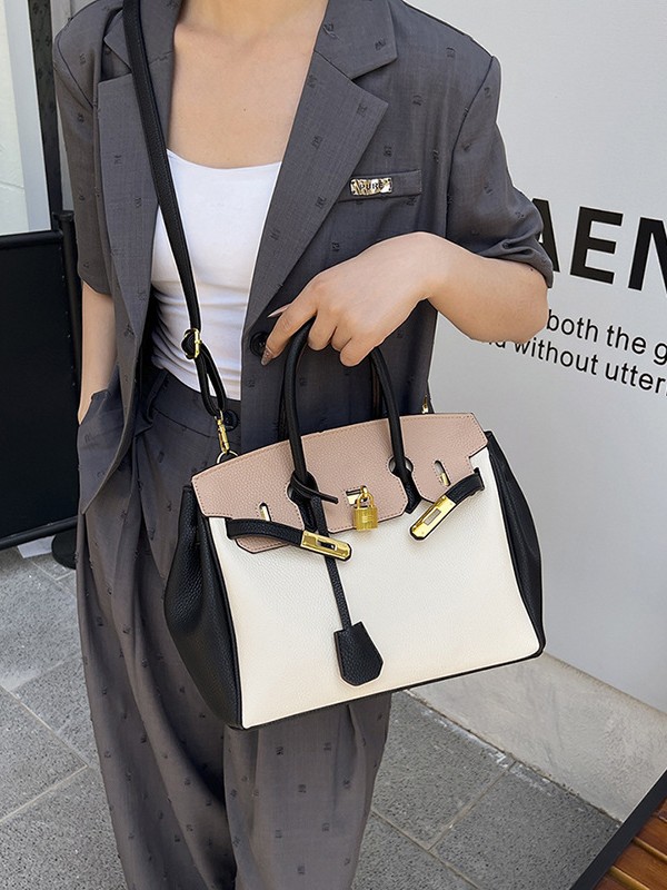 Bolso Kelly de platino portátil de alta calidad, estilo explosivo transfronterizo para mujer, bolso de color de contraste de moda, bolso de mensajero de viaje de gran capacidad