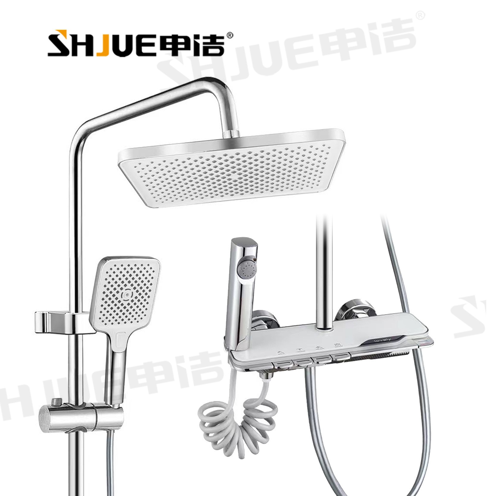 Mayorista simple bronce moderno cuatro series ducha de ducha de ducha de baño presurizado casero ducha de ducha de ducha de un conjunto completo