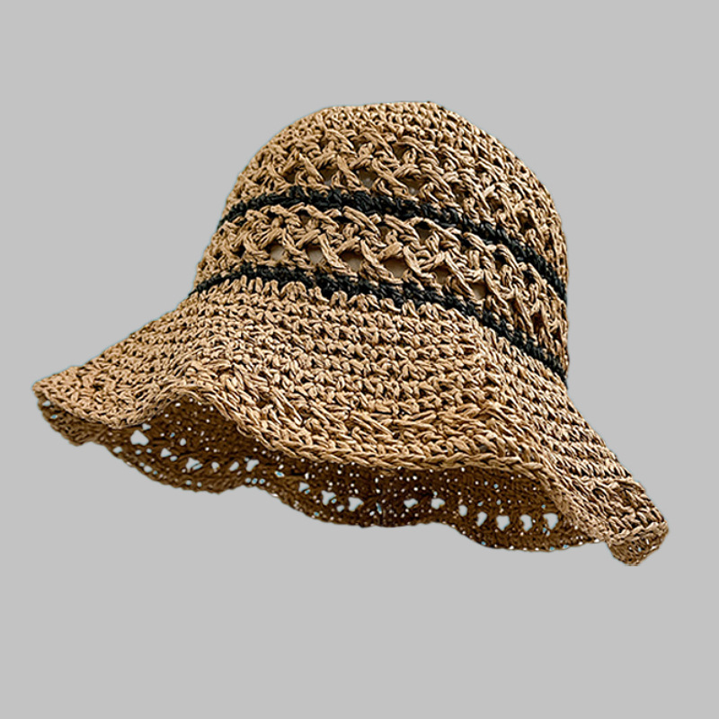 Women's Gender Women's Casual Style Vacation Solid Color Big Eaves Shearling Hat Straw Hat