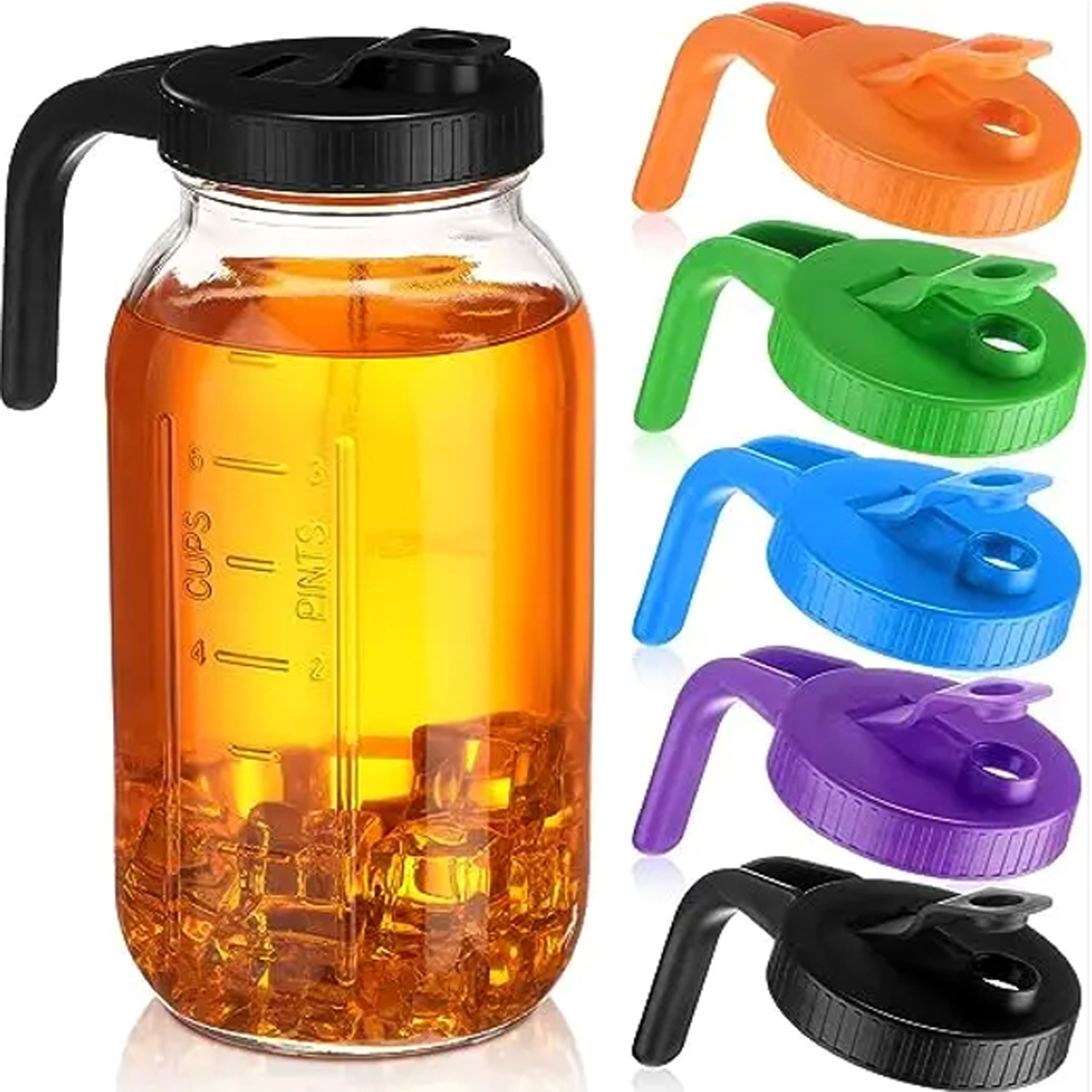 Tarro de albañil boca ancha con mango sacudir tapa taza bebida fría taza 86MM leche taza de té tapa boca grande tarro de albañil tapa de limón