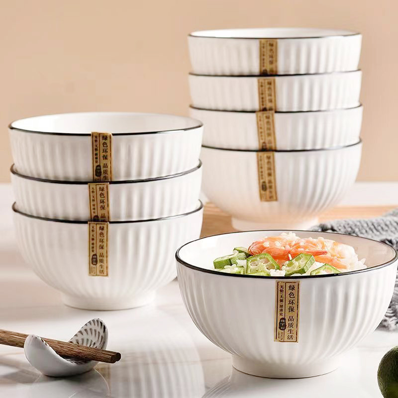 Underglaze Color Ceramic Tableware Dish Simple Nordic Style Internet Popular Dishes Household Dishes suit Microwave Oven Eating Bowl