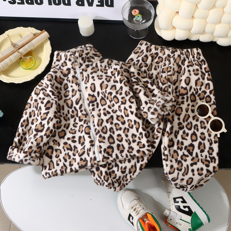 儿童家居服套装男女宝宝双面加绒加厚泡芙绒睡衣外套加保暖两件套|undefined