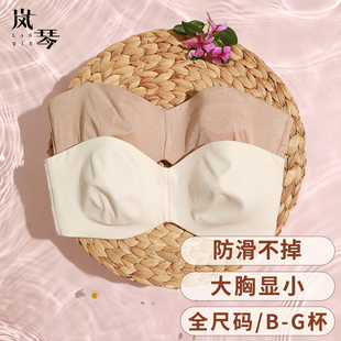 Lanqin Same-style Large-chest Ultra-thin Strapless Underwear Shown Small-wrap Non-slip Tube-wrap Thin Breast Patch Women's Invisible Bra
