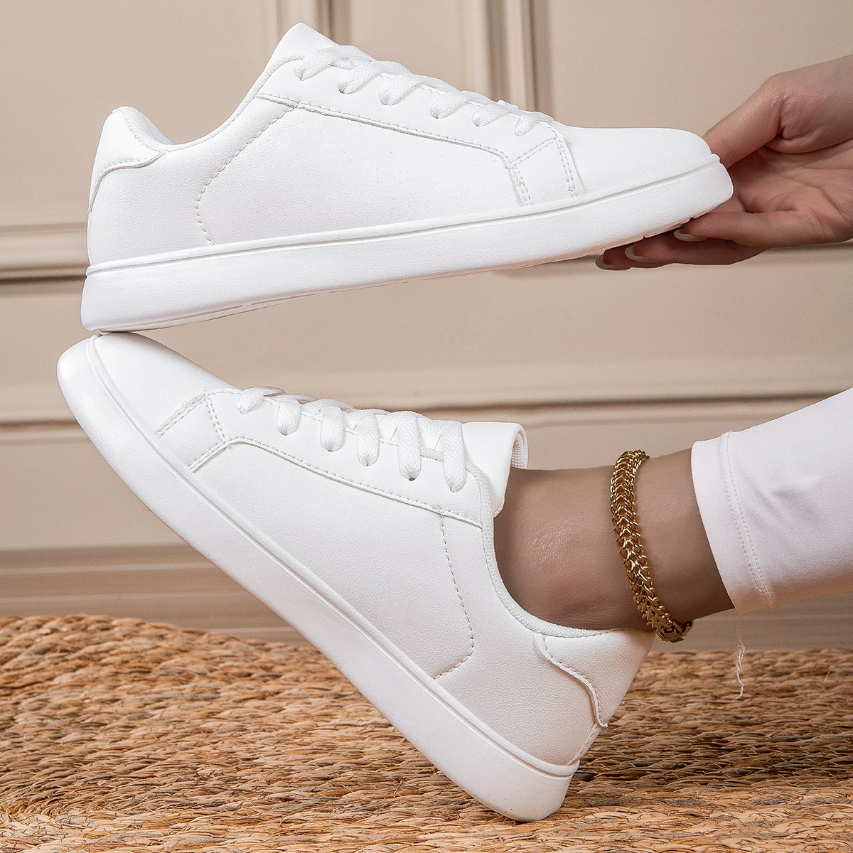 Кроссовки для пар, новые дышащие белые туфли в корейском стиле, универсальная обувь, повседневная спортивная обувь для пар, дышащая толстая обувь