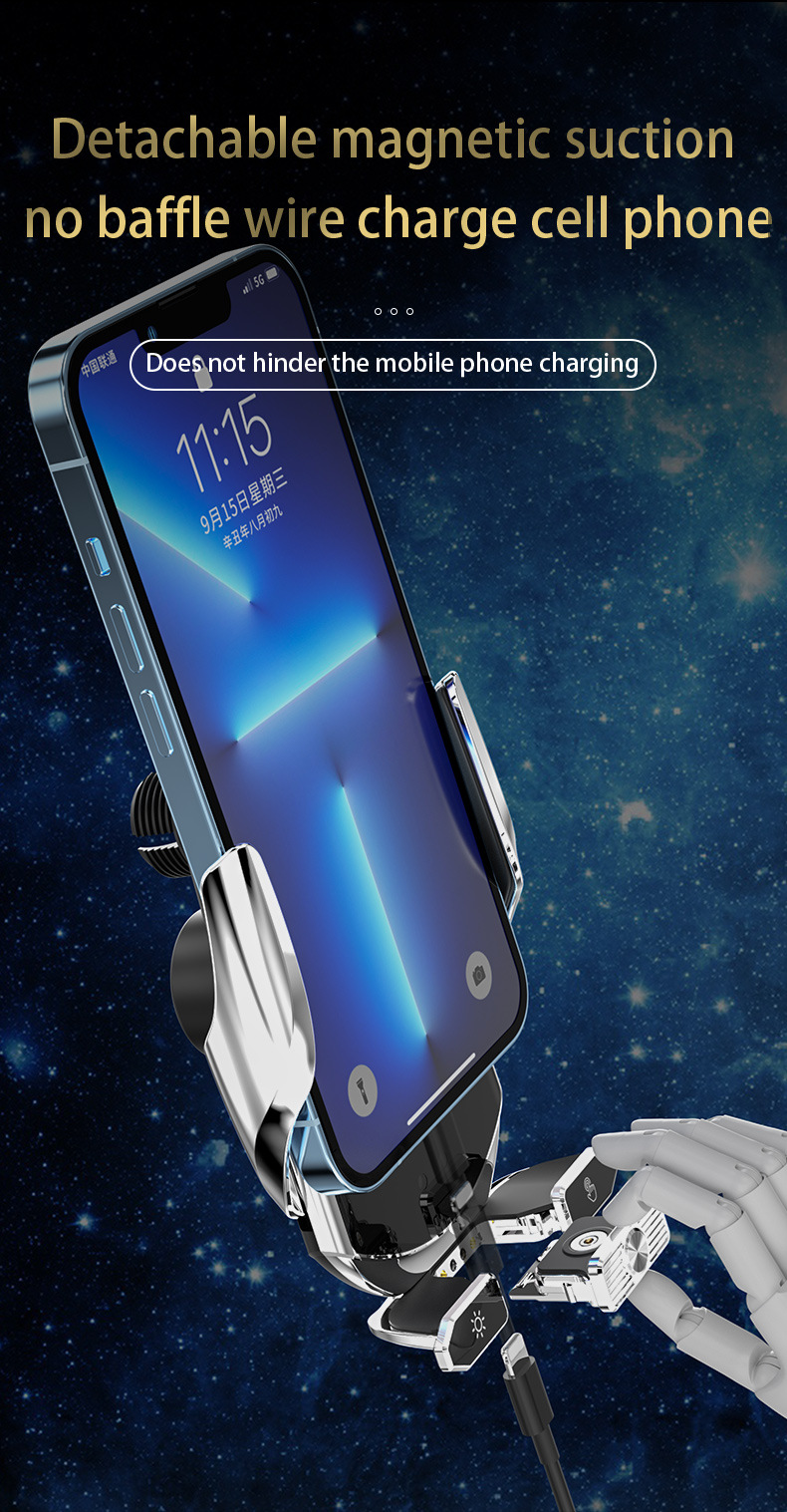 Cross-Border Car Mobile Phone Holder Charger Suitable for Huawei Apple Samsung Xiaomi Wireless Charging Navigation Holder