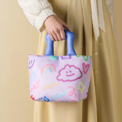 かわいい風手描き弁当バッグ保温ランチバッグソフト萌え大容量専用弁当箱アルミフィルム手提げクロスボーダー