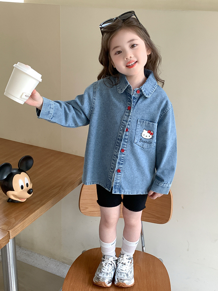 Chaqueta de vaquero de niña primavera y otoño 2025 nuevo estilo de niños estilo extranjero de moda bebé de otoño casual camisa de manga larga vestido de otoño