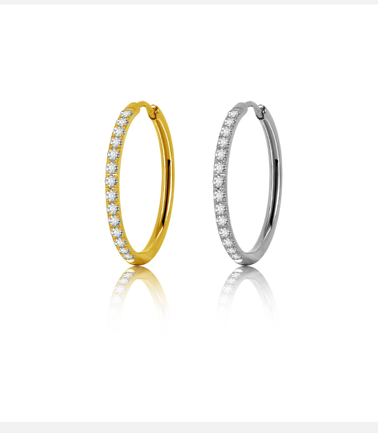 Simple Style Geometric Stainless Steel Rhinestones Hoop Earrings 1 Pair display picture 1