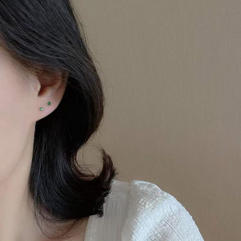 Simple Style Geometric Silver Inlay Zircon Unisex Ear Studs 1 Pair