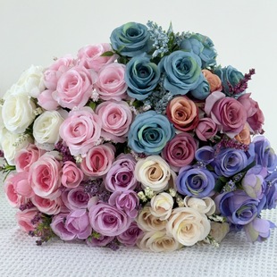 Cross-border foreign trade wholesale Amazon wedding bouquet of roses holding cross-border hot artificial flowers simulated flowers fake flowers