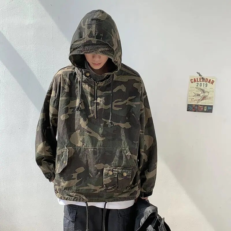 Fried Street Duffy Handsome Camouflage Charge Clothes Workwear Jacket Men's Trendy Brand Hooded Jacket Spring and Autumn Internet Celebrity Hip Hop Functional Handsome Fried Street Duffy Handsome Camouflage Charge Clothes Workwear Jacket Men's Trendy Brand Hooded Jacket Spring and Autumn Internet Celebrity Hip Hop Functional Handsome