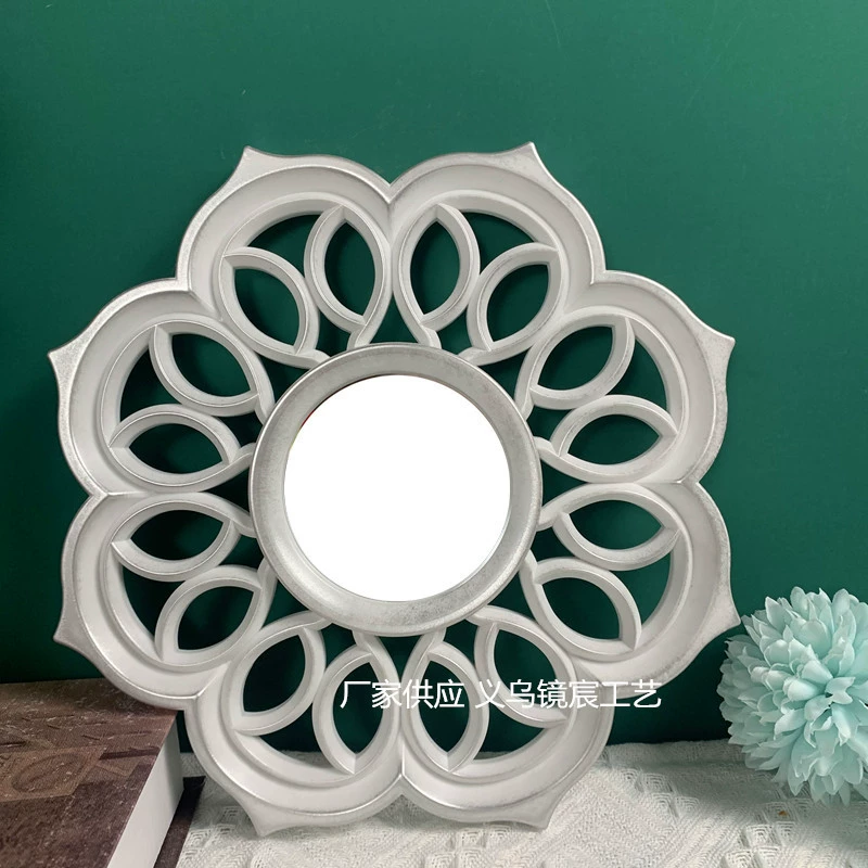 Белая кисть Серебряный цветок Настенное декоративное зеркало Жемчужно-белый современный стиль Настенные украшения Оптовая Продажа с фабрики Трансграничные прямые поставки