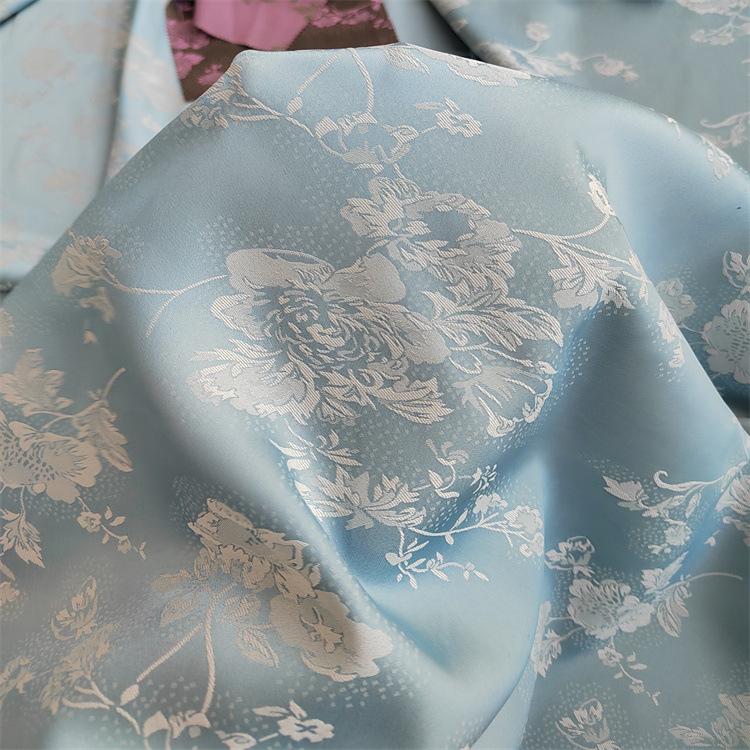 阳离子新款双色提花面料仿醋酸涤氨汉服旗袍女装外套提花布料