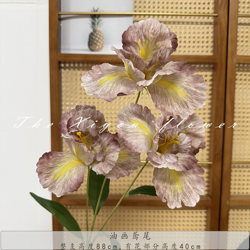 模擬花油絵アイリス家の装飾花束レストランリビングルームの装飾フラワーアレンジメント造園アレンジメント造花|undefined