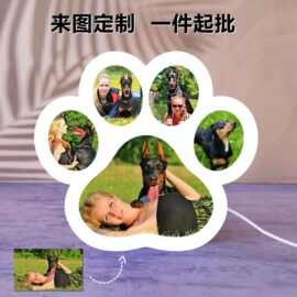 跨境爆款亚克力猫爪3D萌宠小夜灯自定义图片氛围灯纪念日摆件