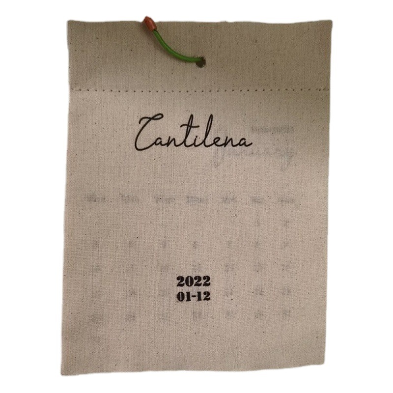 Calendario de ganchos de lona 2025, calendario de impresión en color, producción de algodón en inglés, LOGO imprimible