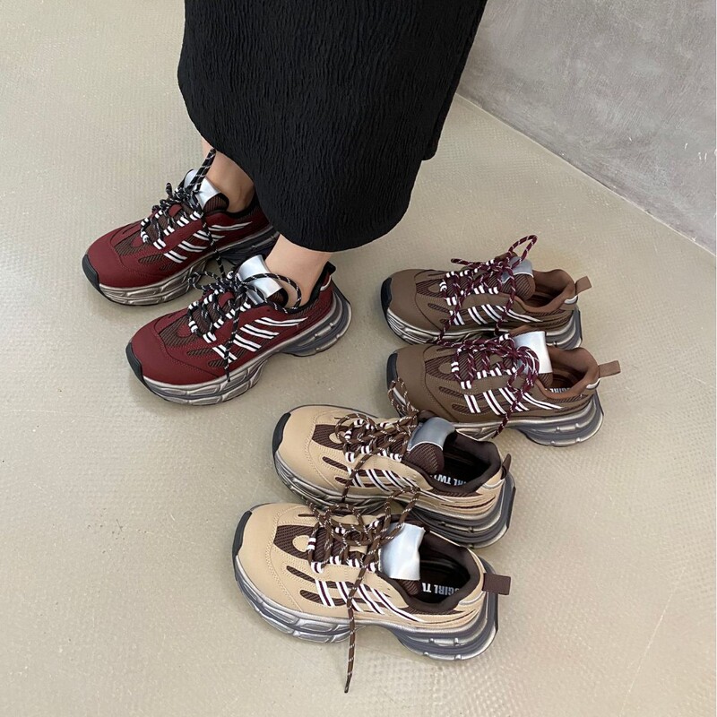 Sgirl Twtw Thick-Soled Dad Shoes for Women 2025 Autum New Versatile Retro Heightening Fashion Casual Sports Shoes