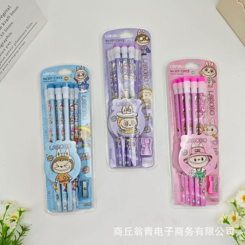 卡通大皮头HB铅笔创意史迪仔皮卡丘水豚带卷笔刀木质不断芯铅笔批|undefined