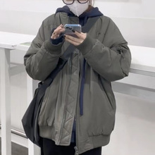 冬季新品夹棉加厚飞行夹克外套情侣款外套男女同款棉服潮亚马逊