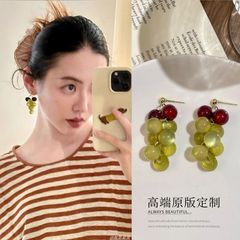 夏日青提!撞色串珠耳环小众设计2025新款爆款高级感耳钉耳饰耳坠