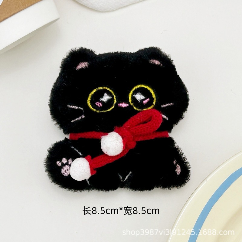 クリエイティブでパーソナライズされたぬいぐるみ子猫ブローチアクセサリー超かわいい小さな黒いブリケット手作り diy ヘアアクセサリーバッグペンダントアクセサリー|undefined