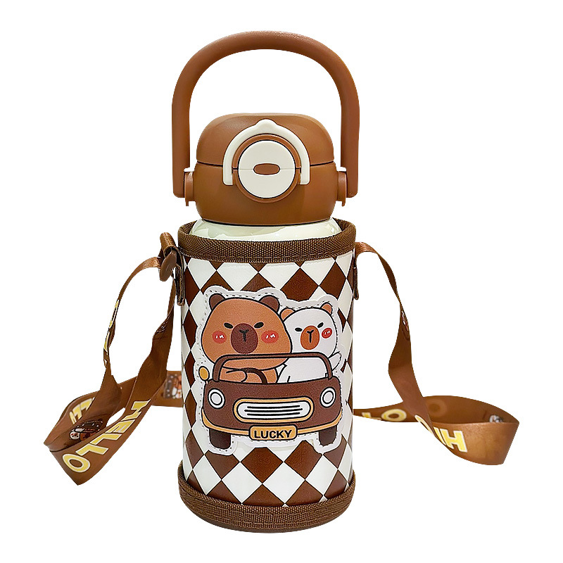 Nuevo doble bebida de acero inoxidable 316 alto valor facial lindo conejo portátil paja dibujos animados taza de agua para niños taza de agua para estudiantes