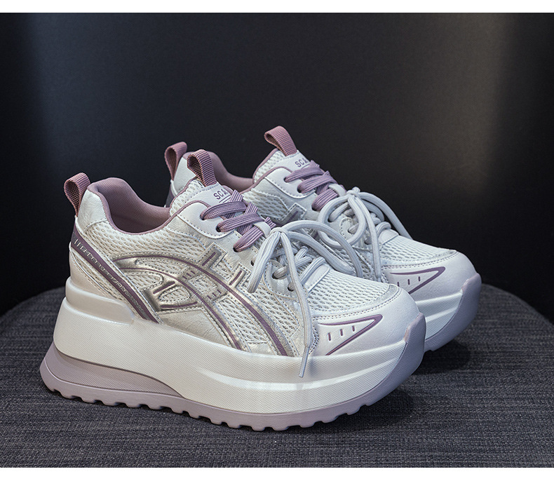 Giày sneaker nữ đế dày phong cách cổ điển, tăng chiều cao, thoải mái — Vàng 5053, Xám 5053, Tím 5053 chi tiết 27