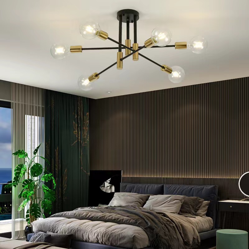 Modern minimalist living room ceiling chandelier, dining room American-style wrought-iron light luxury lamp, creative chandelier for study and bedroom