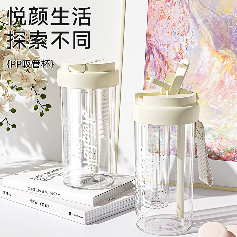 9ZRT чашки для девочек с пипсами чашки с цветочной чайной утечкой для детей с высокой ценностью пластиковые студенты Летний кофе портативный