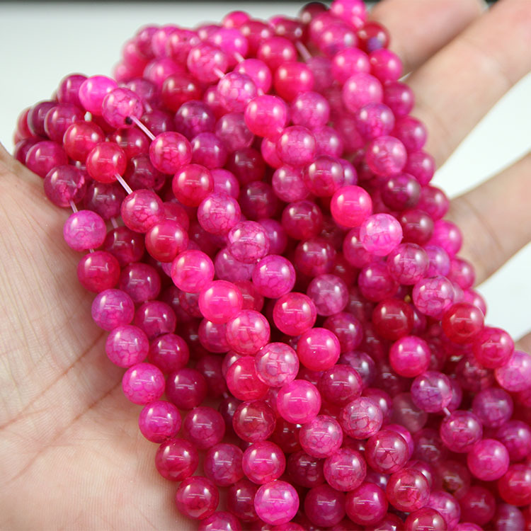 Rose red dragon pattern agate beads 8mm, about 46 pieces, about 36 grams