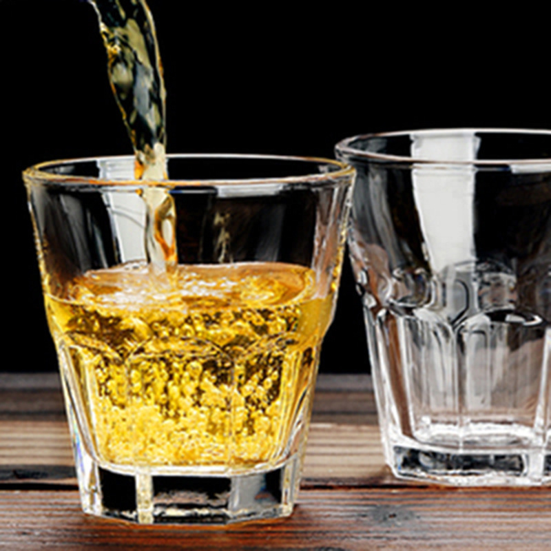 Hongli vidrio templado vaso de cerveza pequeño vaso cuadrado taza de vidrio blanco taza octogonal vaso de whisky