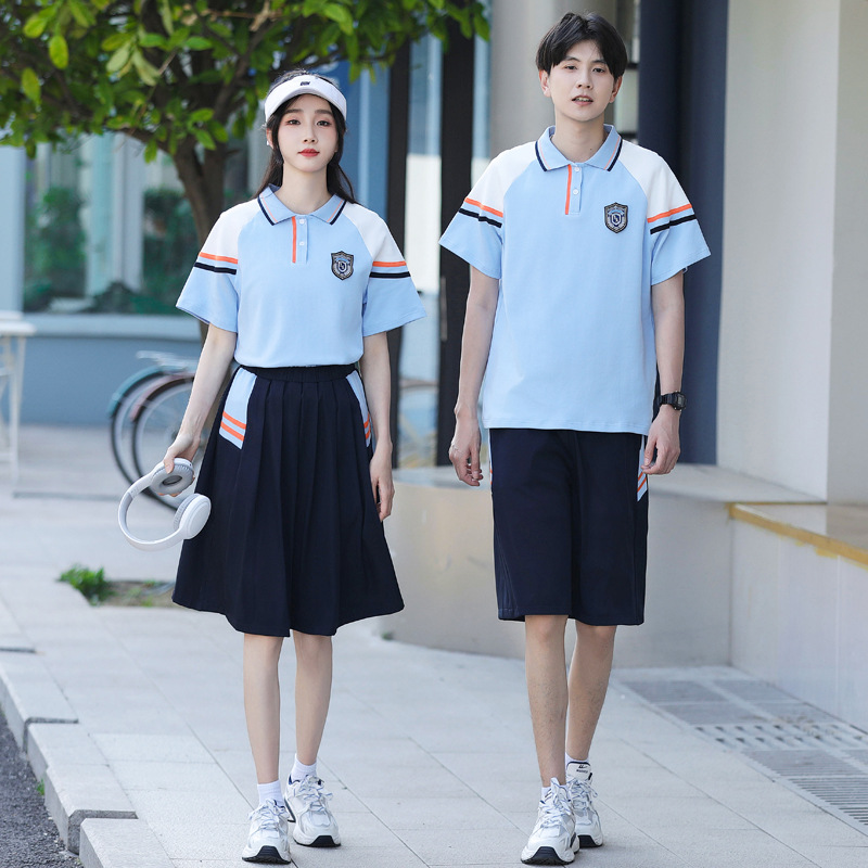 夏季情侣装毕业班服合唱表演小学生初中生高中生短袖运动休闲套装