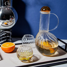 晶淳  耐热高硼硅玻璃茶壶套装一壶两杯 高级感餐厅装饰