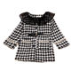 Girls' coat new 2022 spring and autumn French plaid long-sleeved mesh stitching lapel coat foreign trade children's clothing wholesale