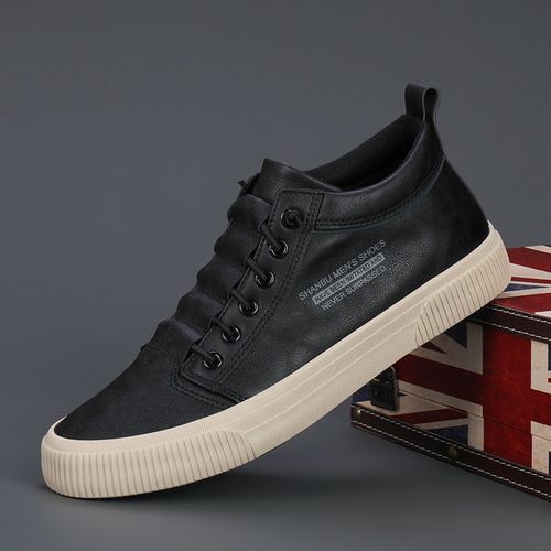 Men's shoes 2024 spring new men's leather shoes Korean style trendy casual versatile shoes men's spring and autumn sneakers trendy shoes