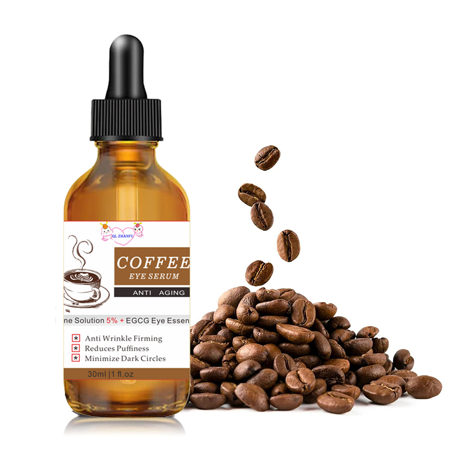 QLZHANGU Coffee care essential oil Coffee Eye Serum dark circles Eye care essence