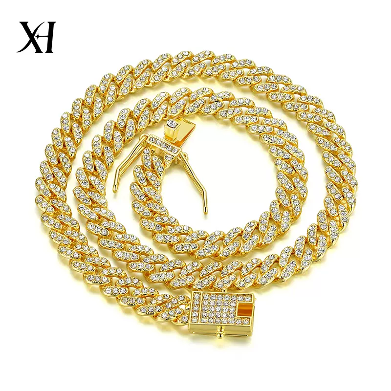 跨境热卖8mm女款细古巴项链 精致品质嘻哈饰品锌合金镶钻首饰厂家