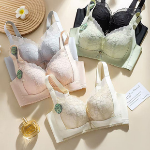 2025 Traceless Sidebone Medium Thick Modal Lace No Steel Ring Underwear Push-up Slip-on Cup Beautiful Back Bra