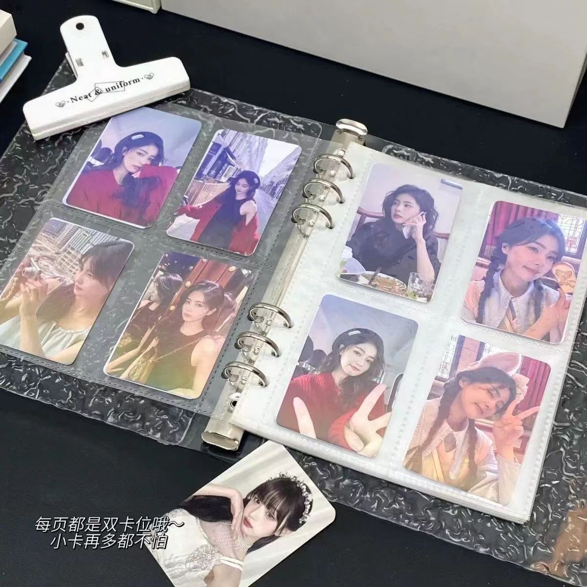 A5 크리스탈 골판지 카드북 쉘 + 6홀 및 4그리드 내부 페이지 40장