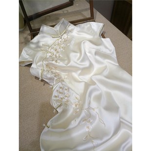 Chinese Style New Chinese Style Satin Heavy Embroidery Retro Gentle and Elegant Slimming Casual Clothes for Women with Lazy Style
