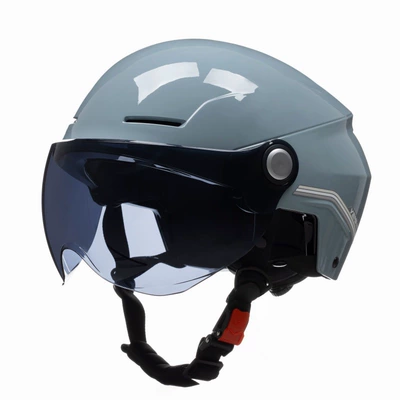 helmet electric car women's summer | Motosiklet kaskı (dəbilqə) - squirrel-gray-with-short-black-tea