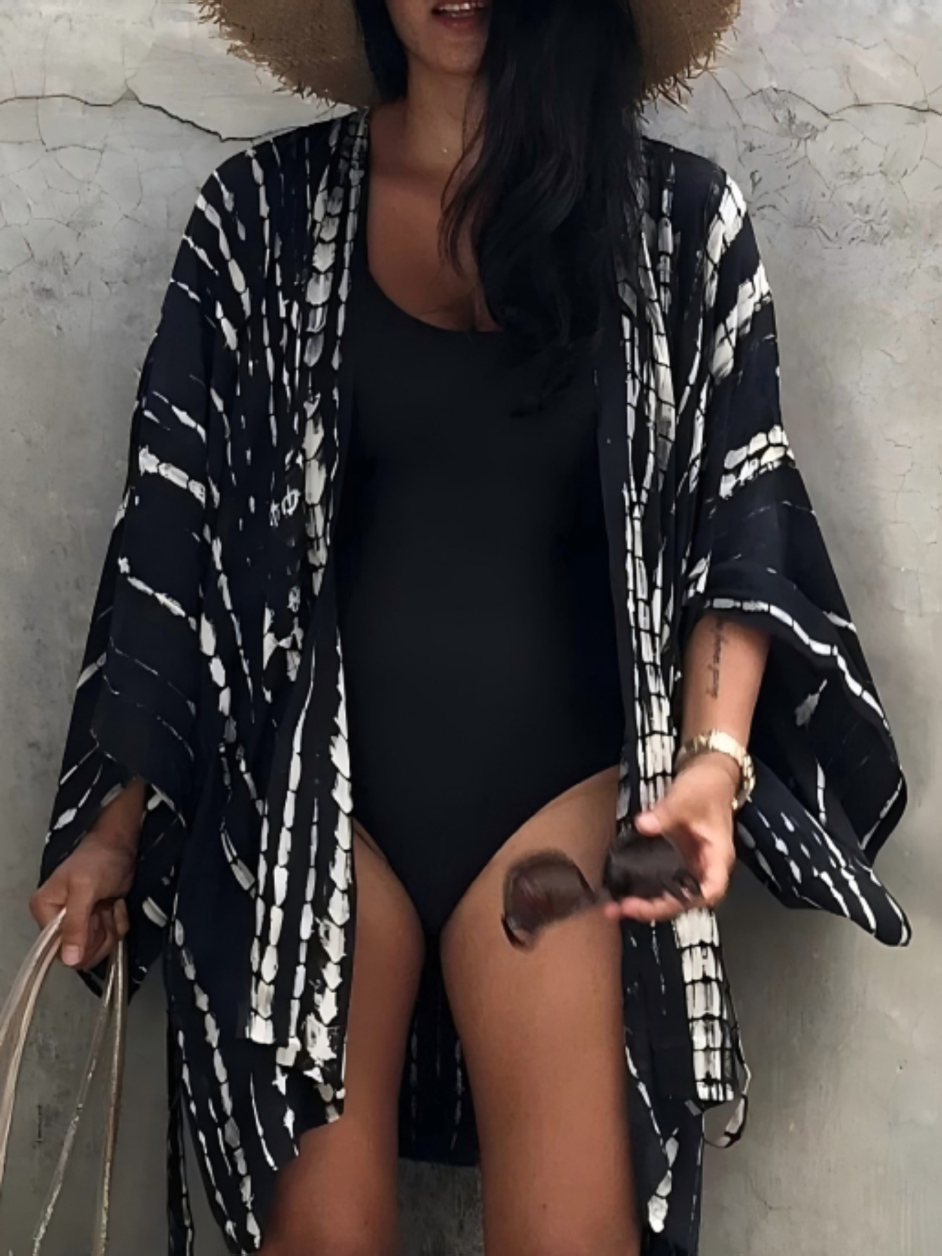 Cárdigan de rayón europeo y americano transfronterizo y kimono blusa suelta corta de todo fósforo camisa de protección solar de vacaciones junto al mar chal M0003