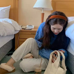 美拉德絲絨海綿發箍女2023新款高級感洋氣時尚寬邊高顱頂壓發頭箍