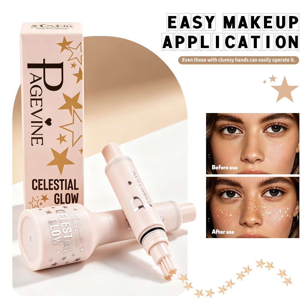 Maquillaje transfronterizo PAGE VINE cara pintada estrella parpadeante sello de pecas no es fácil de desvanecer sello de maquillaje de belleza