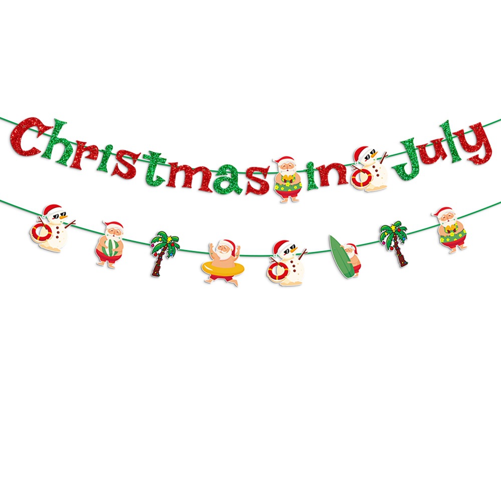 Transfronteriza Australia verano Julio decoración de Navidad Bandera de tiro decoración de fiesta de verano Santa Claus tirar flor tirar bandera