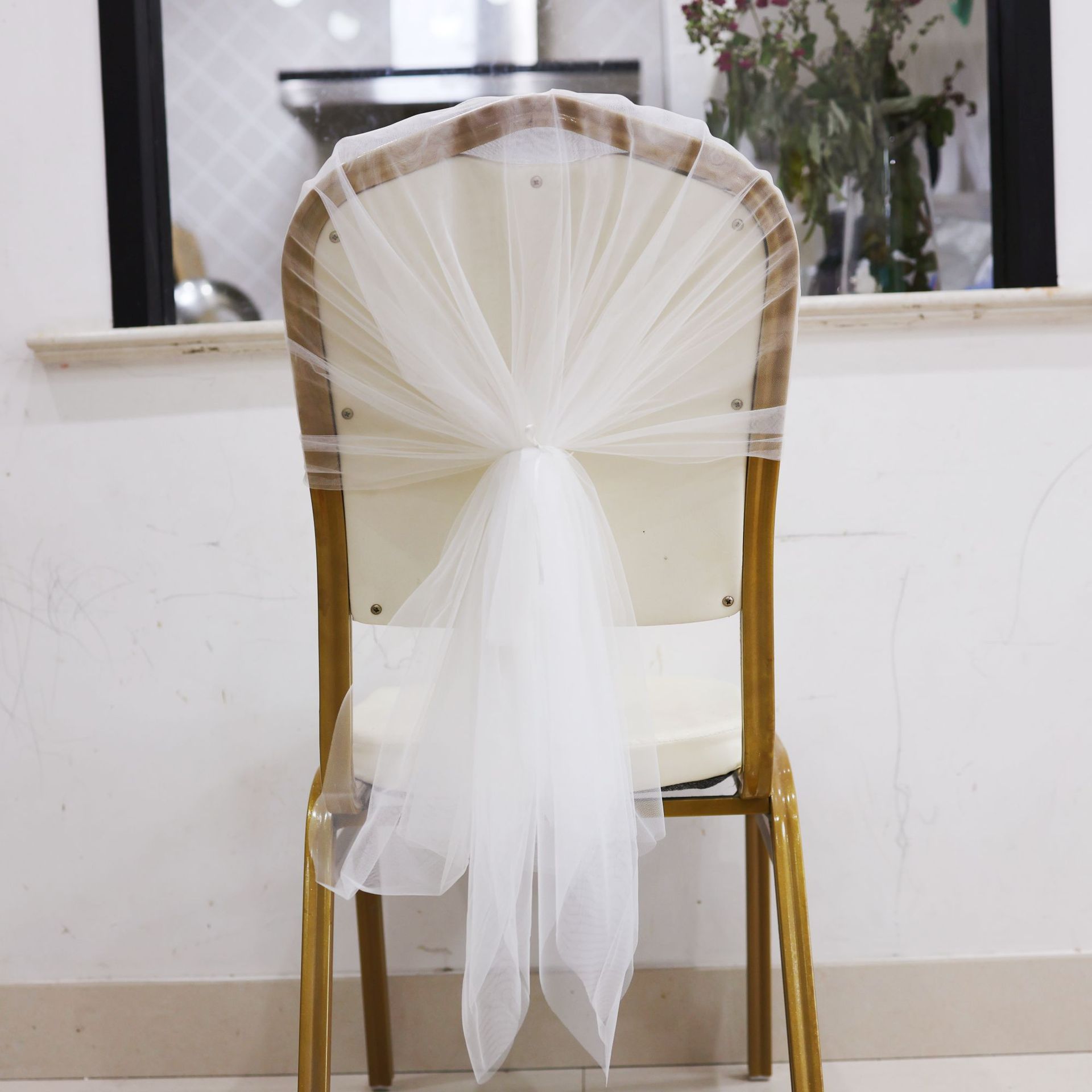 Transfronterizos silla trasera cubierta silla de decoración cintas de tela de banquete