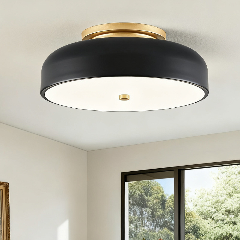 Cross-Border Nordic Bedroom Lamp Modern Medieval Semi-Embedded Ceiling Lamp Simple Dining Room Study Round Lamp