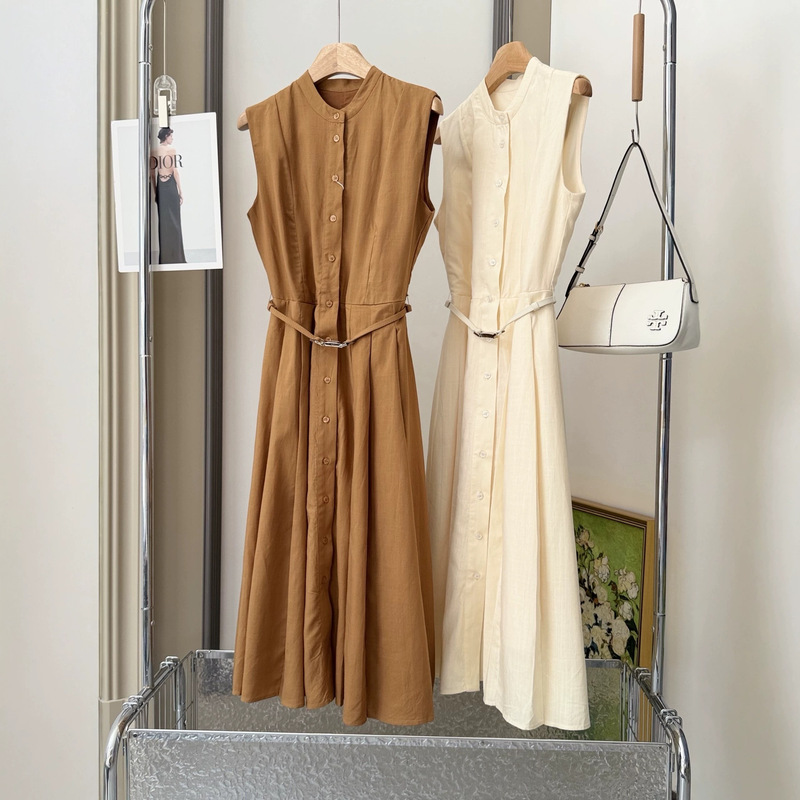 Original Foreign Trade Women's 2026 Summer New Style Langzi@Old Money Style Linen Sleeveless Pleated Dress Original Foreign Trade Women's 2026 Summer New Style Langzi@Old Money Style Linen Sleeveless Pleated Dress